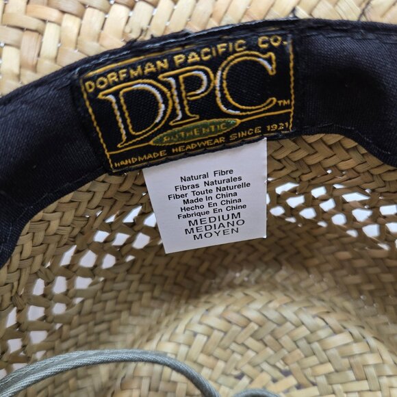DPC Dorfman Pacific Straw Hat Men’s Size Medium Fedora Gray Band - Picture 6 of 6